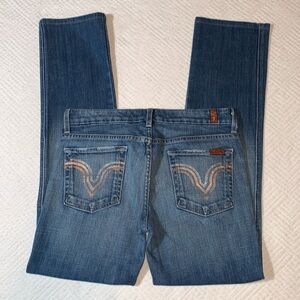 7 for all Mankind Kate Slim Straight Leg Bootcut Jeans, Medium Wash, Size 29
